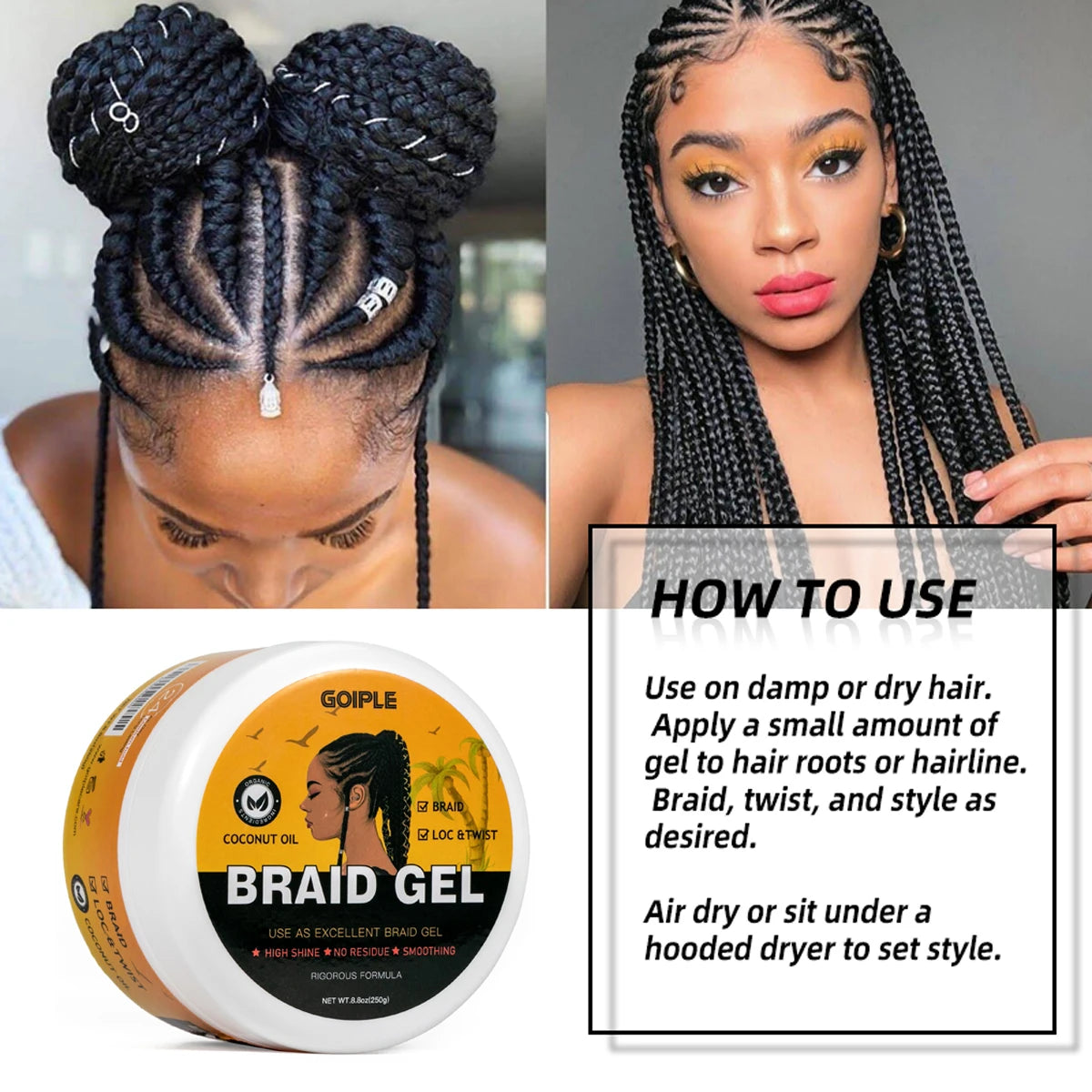 Cera Modeladora para Cabelo — Controlo de Bordos e Gel para Tranças