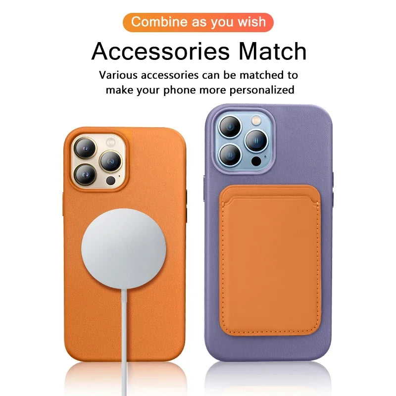 Capa em Pele MagSafe para iPhone 17 16 15 14 Pro Max — Animação Magnética