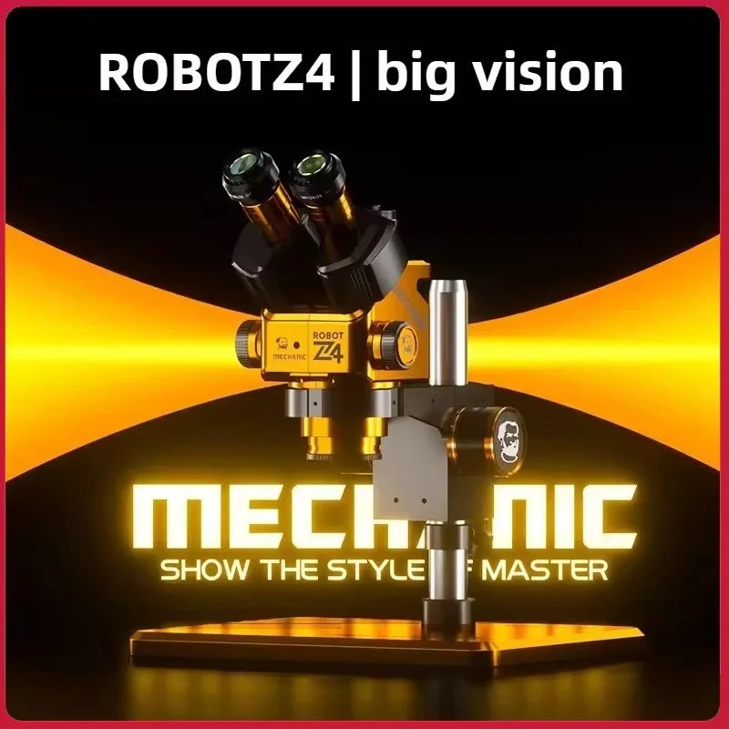 MECHANIC ROBOT Z4-B11 Trinocular Stereo Industrial Microscope 6.5-60X Continuous Zoom WF10X25 Eyepiece CCD 0.45X Camera Adapter