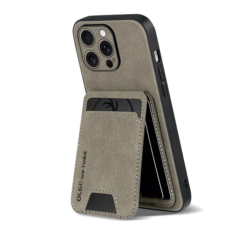 Capa Carteira em Pele com Porta-Cartões para iPhone 17 16 15 14 13 11 Pro Max