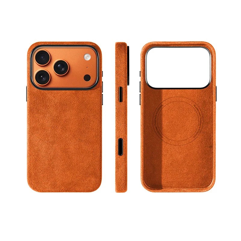 Capa em Alcantara Italiana com MagSafe para iPhone 17 Pro Max — Botão Inteligente
