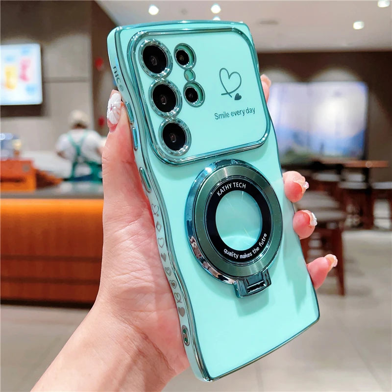 Capa de Silicone Magnética com Suporte Rotável para Samsung S26 S25 S24 S23