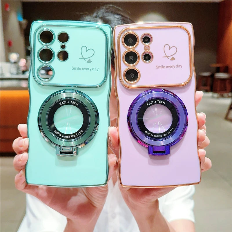 Capa de Silicone Magnética com Suporte Rotável para Samsung S26 S25 S24 S23