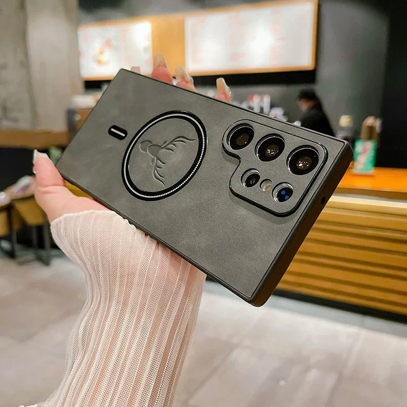 Capa Magnética em Pele PU para Samsung Galaxy S26 S25 S24 S23 Ultra — MagSafe