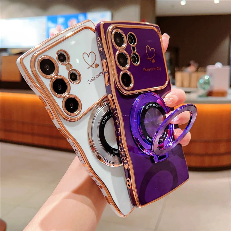 Capa de Silicone Magnética com Suporte Rotável para Samsung S26 S25 S24 S23