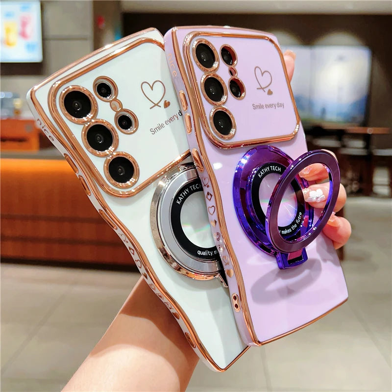 Capa de Silicone Magnética com Suporte Rotável para Samsung S26 S25 S24 S23
