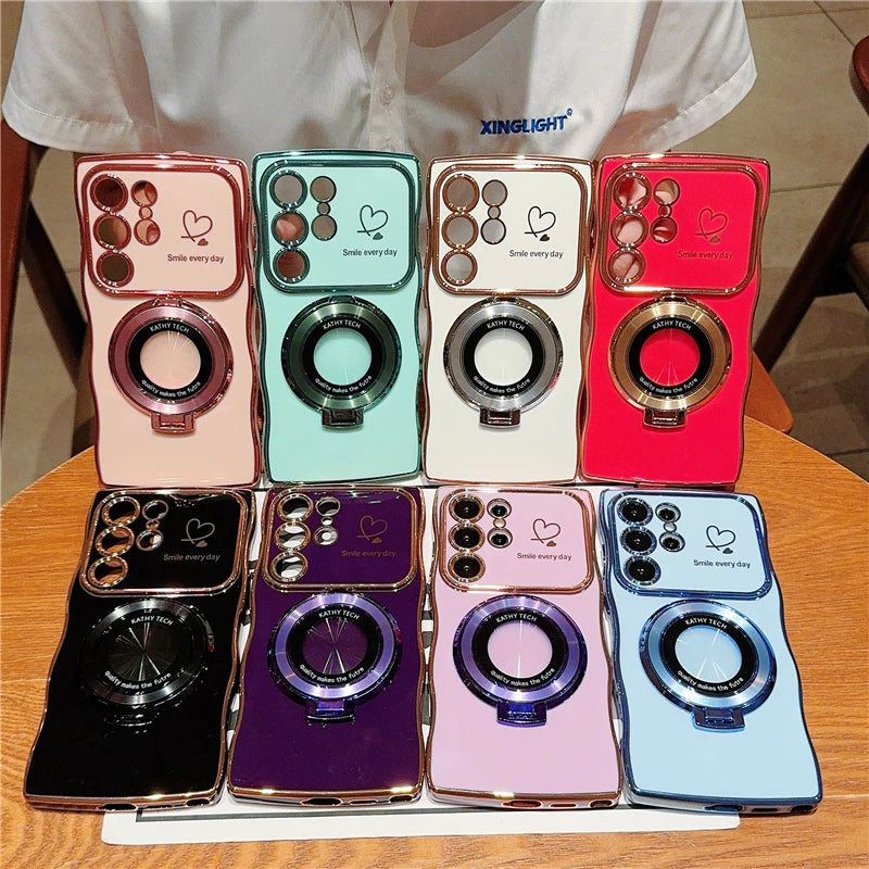 Capa de Silicone Magnética com Suporte Rotável para Samsung S26 S25 S24 S23